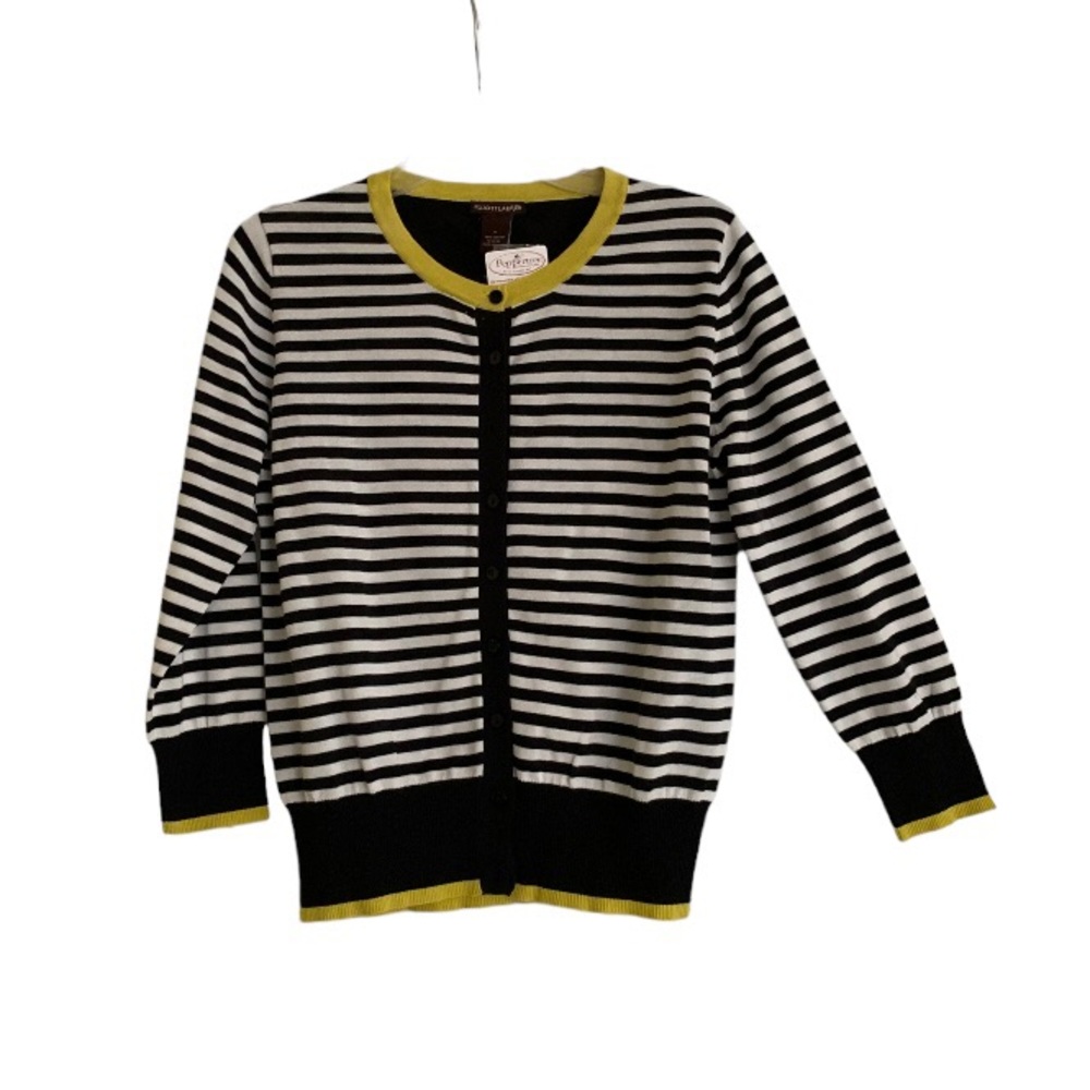 🆕 Elliot Lauren striped lightweight cardigan sweater, black & white Size M